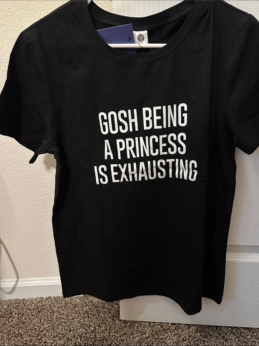 Black Graphic Tee "Gosh Being A Princess Is Exhausting" size M NWT